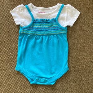 Garanimals Turquoise One-Piece Smocked Bodysuit Romper 12 Months